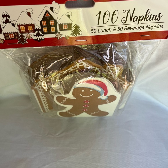 Gingerbread  & House Paper Lunch & Beverage Napkins 100 count - Picture 5 of 6